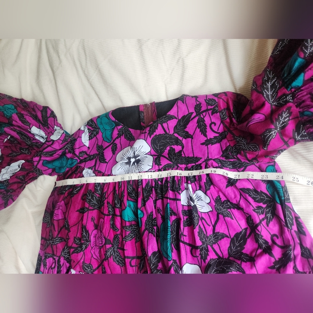 Voluminous Hibiscus Flowers Prints Cotton Tiered Dress Floral Purple Sz 6/8 NWOT - Picture 14 of 16